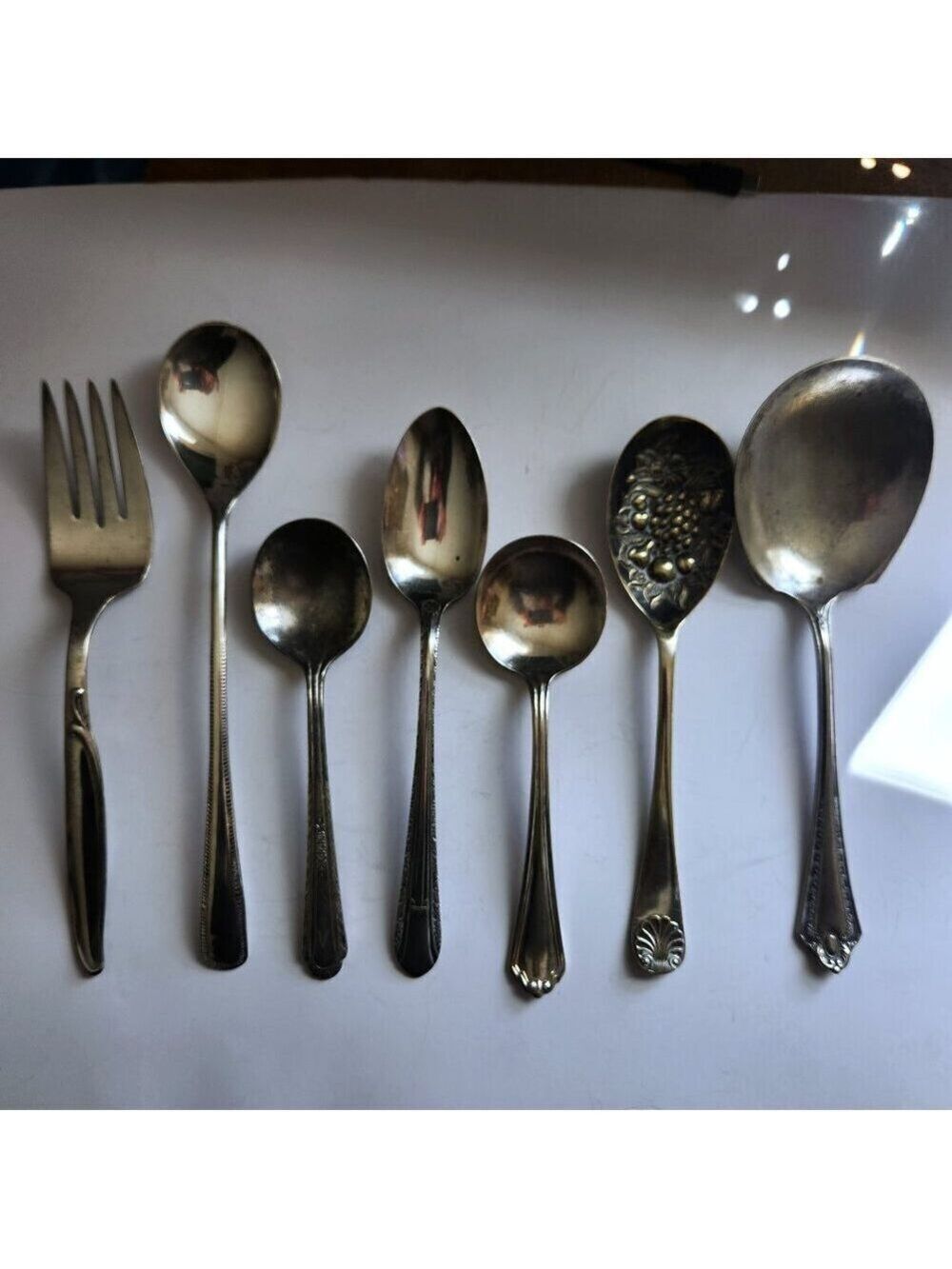 Vintage Mismatched Silverplate Serving Utensils Lot Ladle Berry Spoon Fork Set